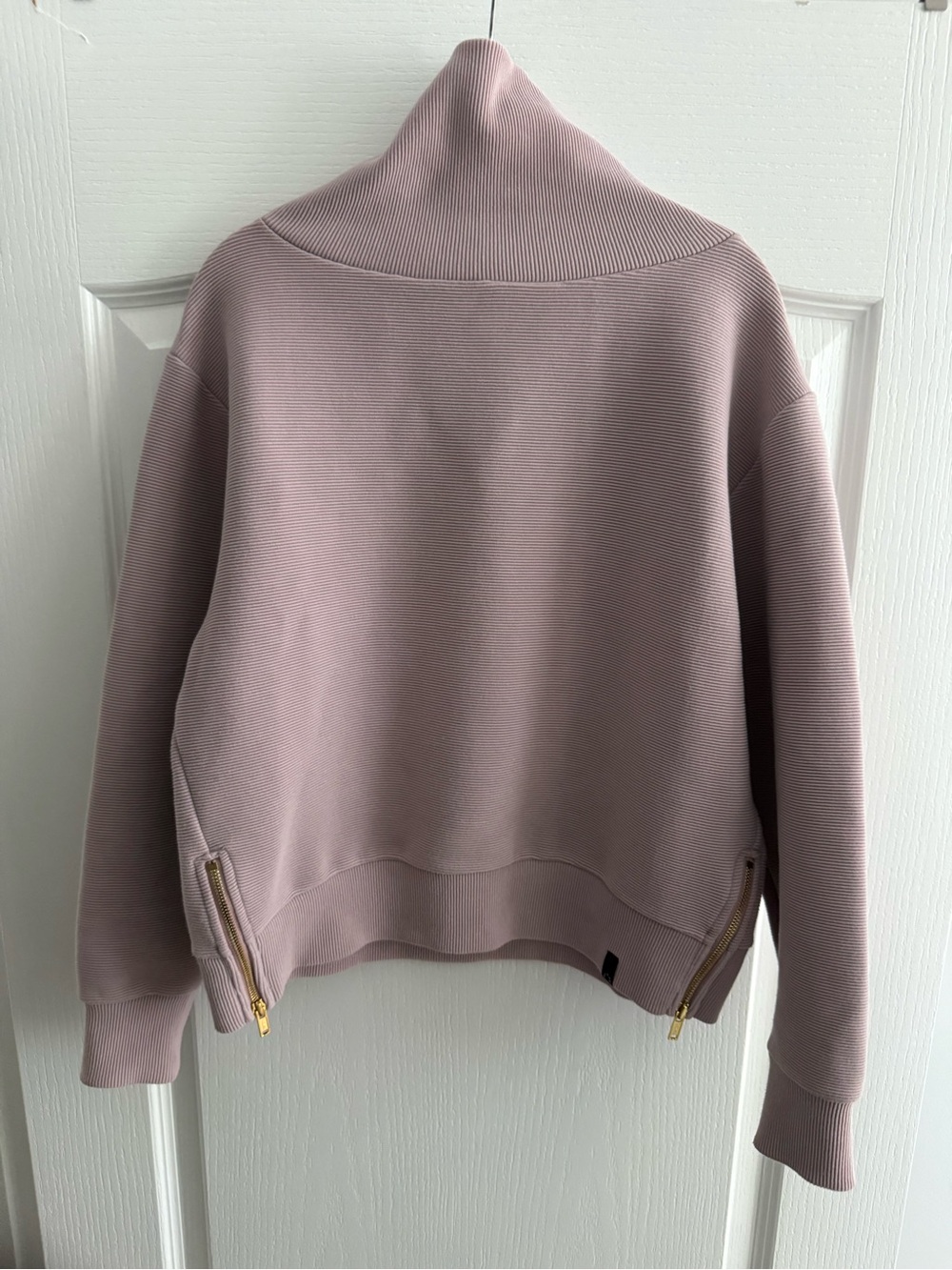 Varley Ribbed Mock-Neck Sweatshirt in Mauve (S)